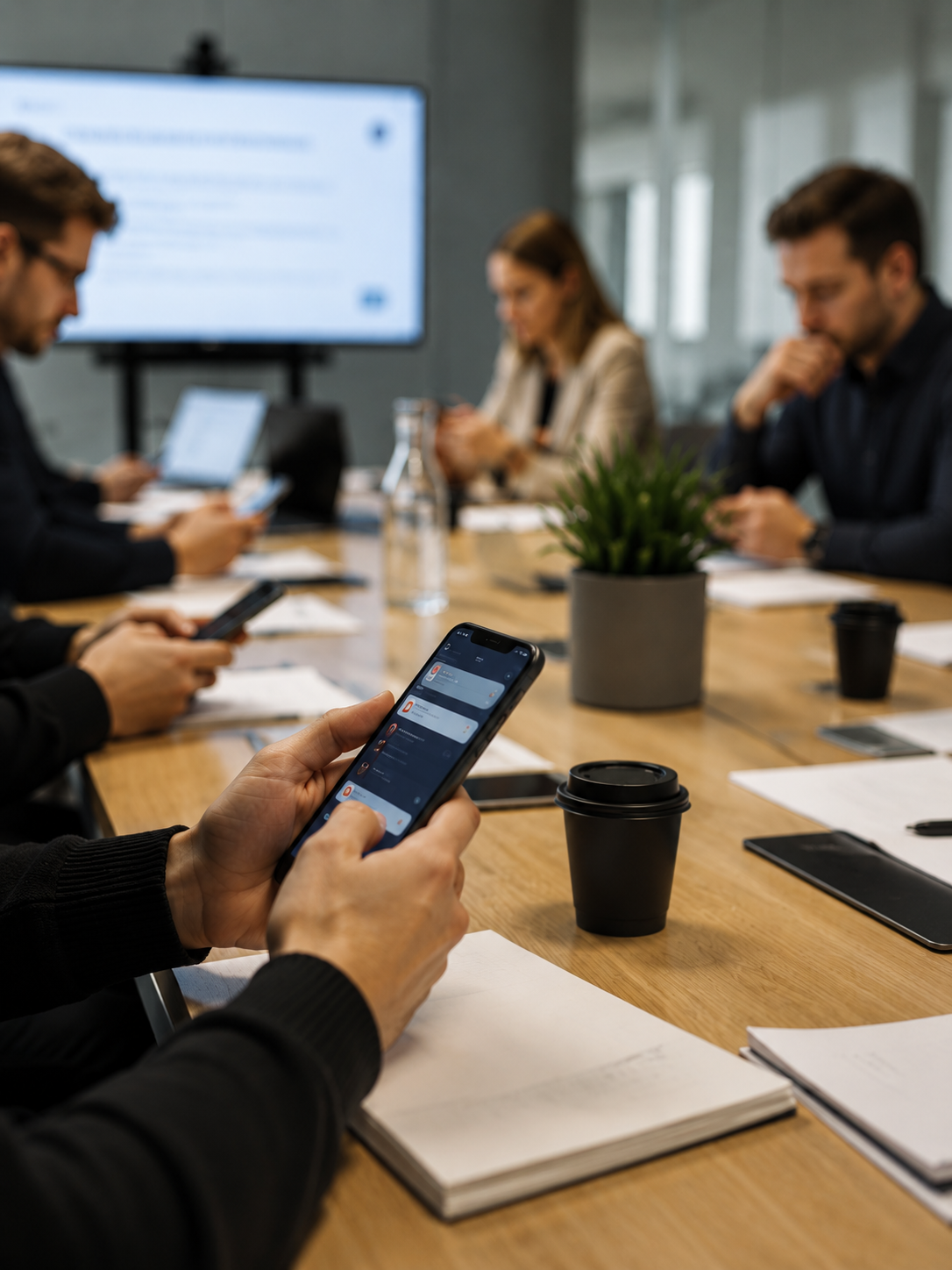 smartphone afleiding tijdens meeting